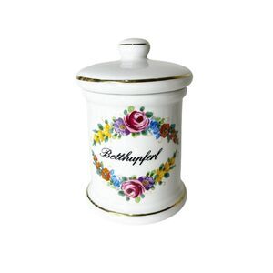Vintage Reutter Porcelain "BETTHUPFERL" Bedtime Snack Jar W/ Lid W. Germany